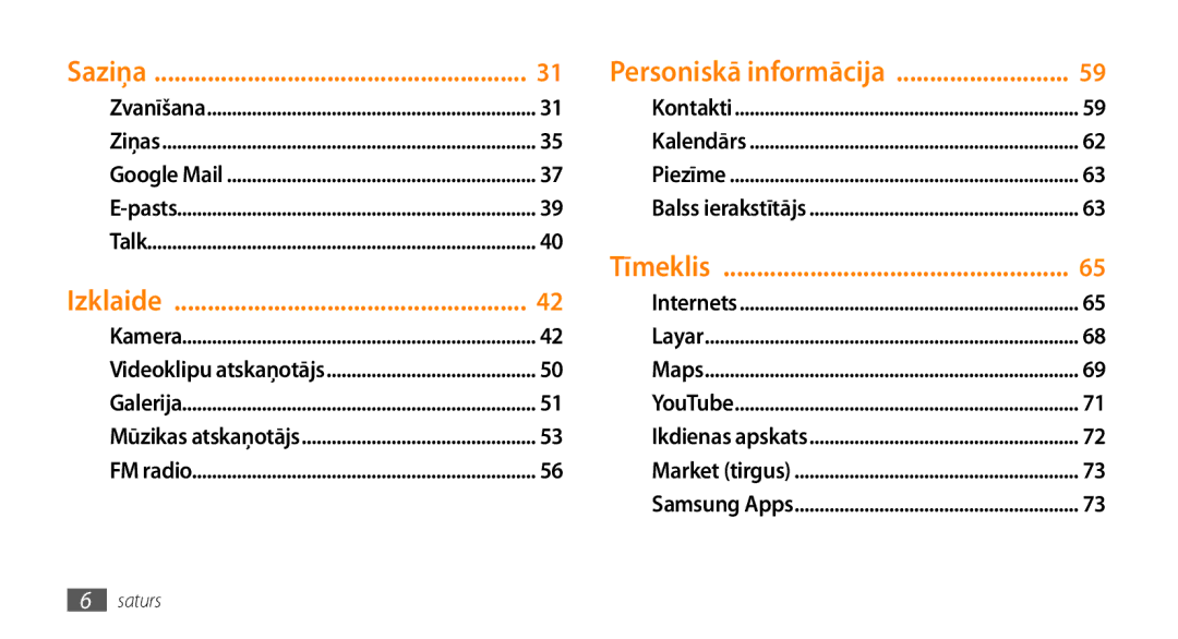 Samsung GT-I5800DKASEB, GT-I5800CWASEB manual Izklaide, Personiskā informācija 