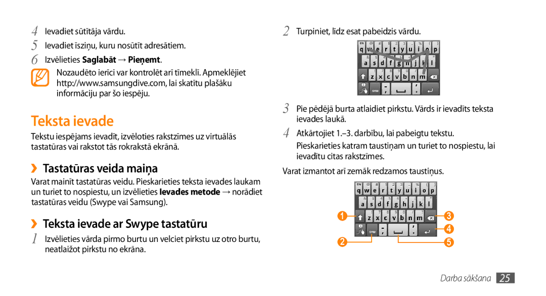 Samsung GT-I5800CWASEB manual ››Tastatūras veida maiņa, ››Teksta ievade ar Swype tastatūru, Ievadiet sūtītāja vārdu 