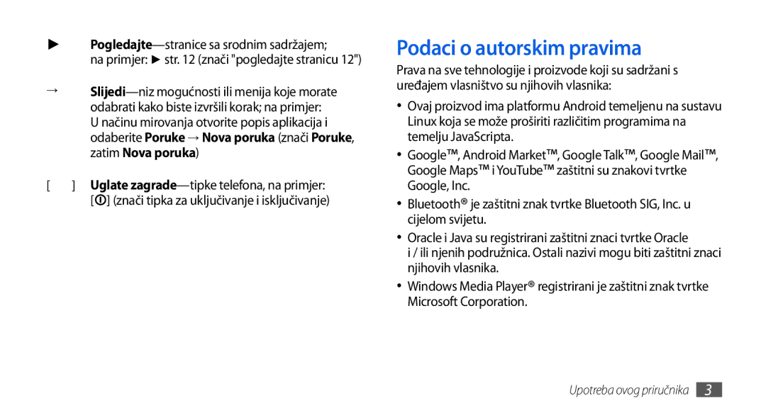 Samsung GT-I5800DKASEB, GT-I5800DKATWO, GT-I5800DKAVIP Podaci o autorskim pravima, Pogledajte-stranice sa srodnim sadržajem 