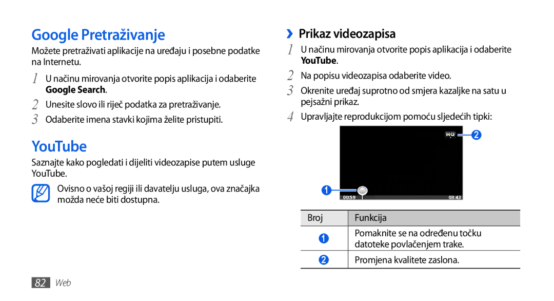 Samsung GT-I5800DKACRG, GT-I5800DKATWO Google Pretraživanje, YouTube, ››Prikaz videozapisa, Promjena kvalitete zaslona 