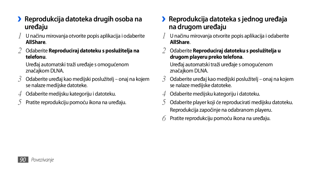 Samsung GT-I5800DKATWO, GT-I5800DKAVIP, GT-I5800DKATRA manual ››Reprodukcija datoteka drugih osoba na uređaju, Telefonu 