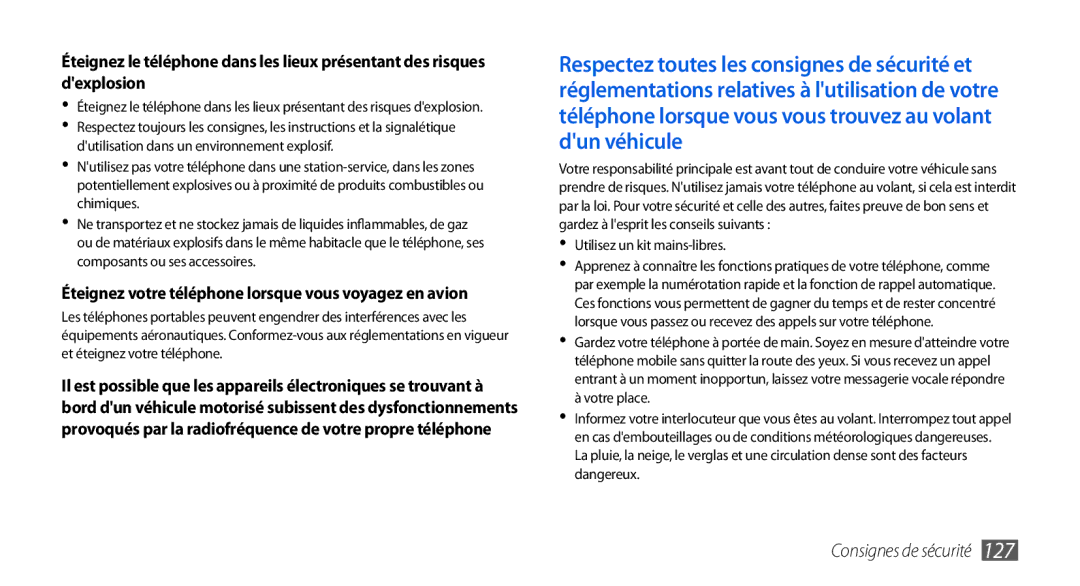 Samsung GT-I5800YRKBOG, GT-I5800DKAVGF, GT-I5800DKASFR manual Éteignez votre téléphone lorsque vous voyagez en avion 