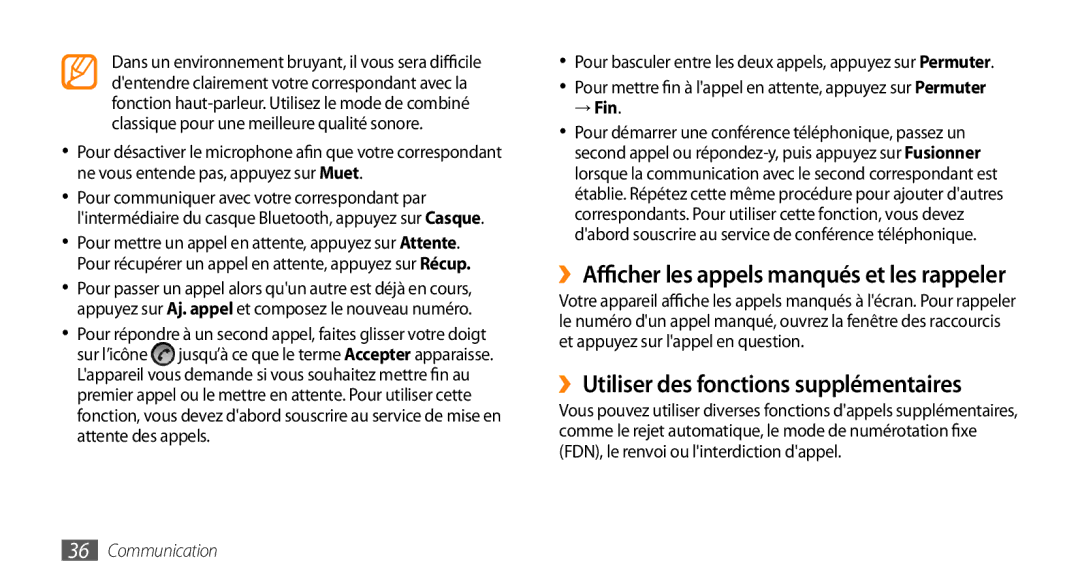 Samsung GT-I5800DKASFR ››Utiliser des fonctions supplémentaires, Sur l’icône jusqu’à ce que le terme Accepter apparaisse 