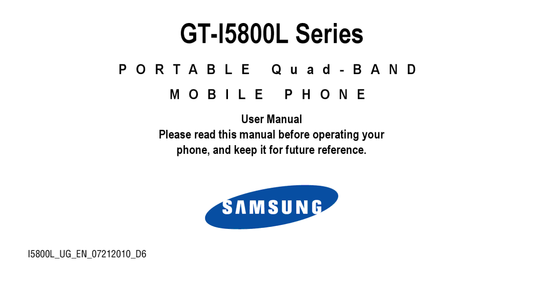 Samsung GT-I5800L Series user manual 