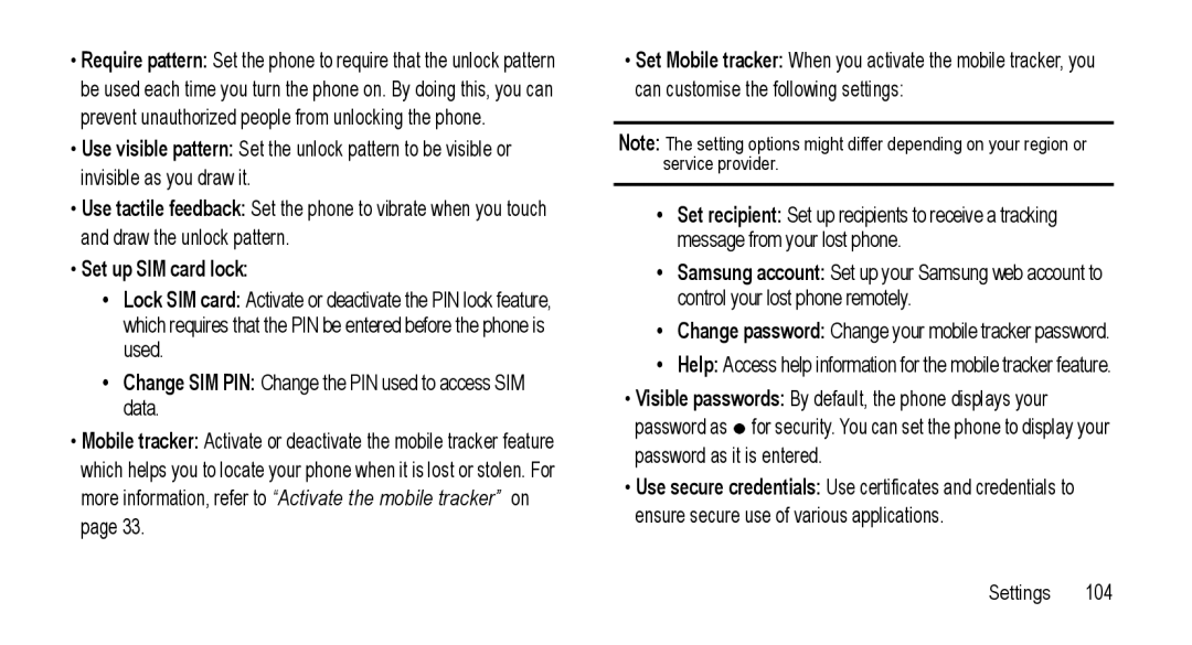 Samsung GT-I5800L Series user manual Set up SIM card lock 