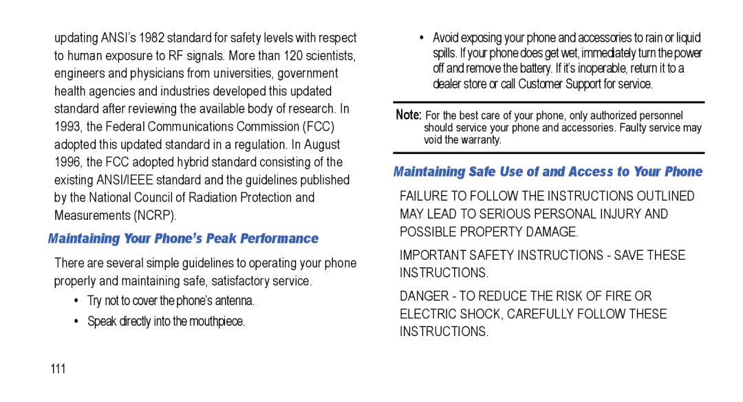 Samsung GT-I5800L Series user manual Maintaining Your Phone’s Peak Performance 