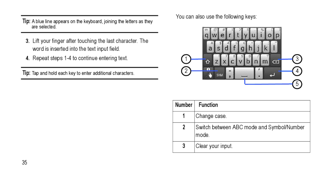 Samsung GT-I5800L Series user manual You can also use the following keys, Number 