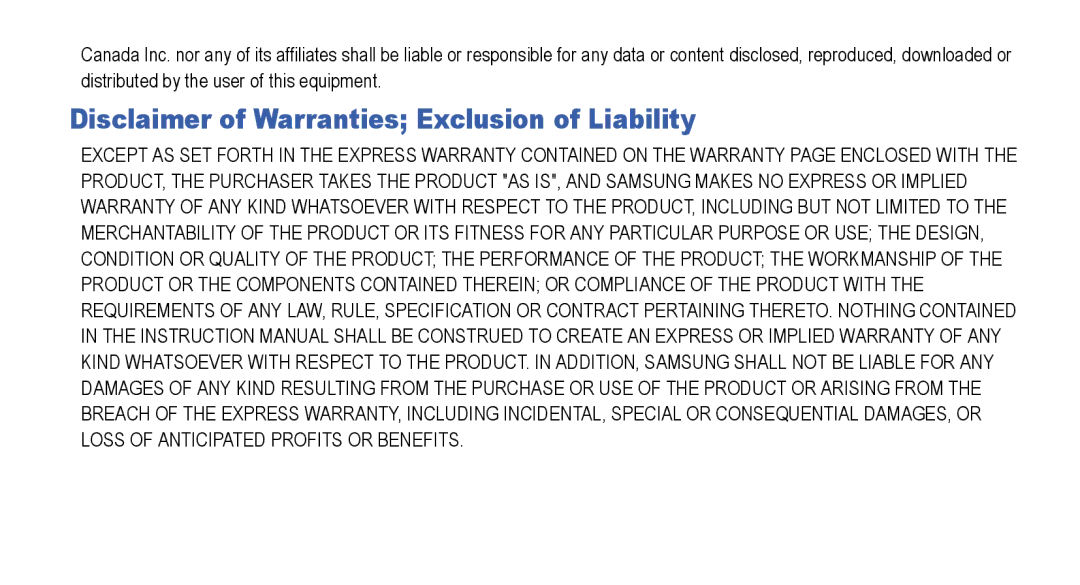 Samsung GT-I5800L Series user manual Disclaimer of Warranties Exclusion of Liability 