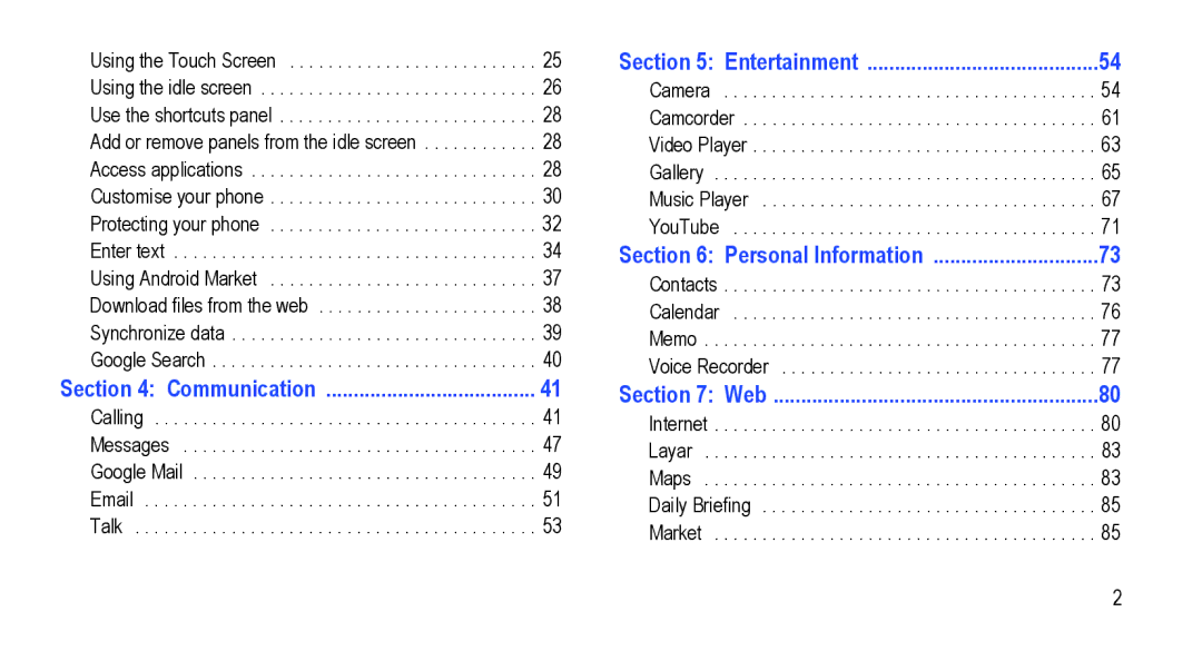 Samsung GT-I5800L Series user manual Communication 