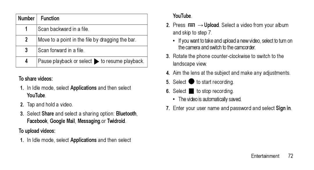 Samsung GT-I5800L Series user manual To share videos, To upload videos, YouTube 