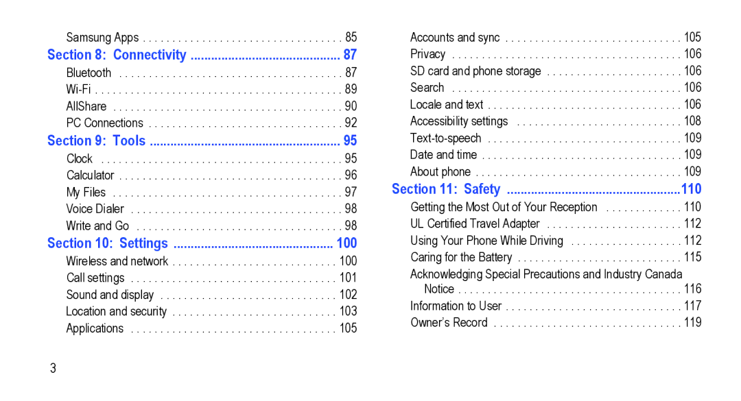 Samsung GT-I5800L Series user manual 100, Connectivity 