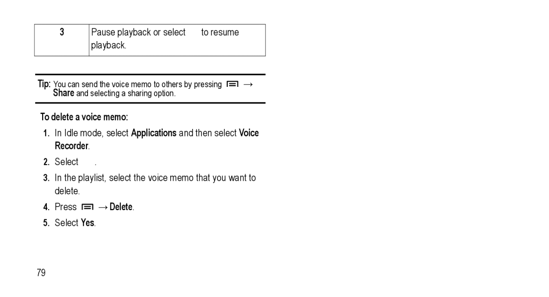 Samsung GT-I5800L Series user manual To delete a voice memo, Select Yes 