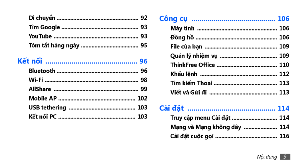 Samsung GT-I5801PWAXXV, GT-I5801PWAXEV, GT-I5801DKAXEV, GT-I5801DKAXXV manual 106, 114 