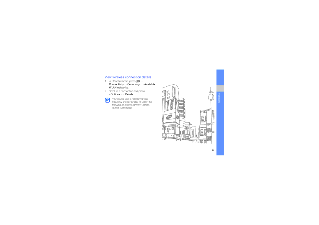 Samsung GT-I7110HKASER, GT-I7110HKNSER, GT-I7110OAASER, GT-I7110OANSER, GT-I7110OAASKZ manual View wireless connection details 