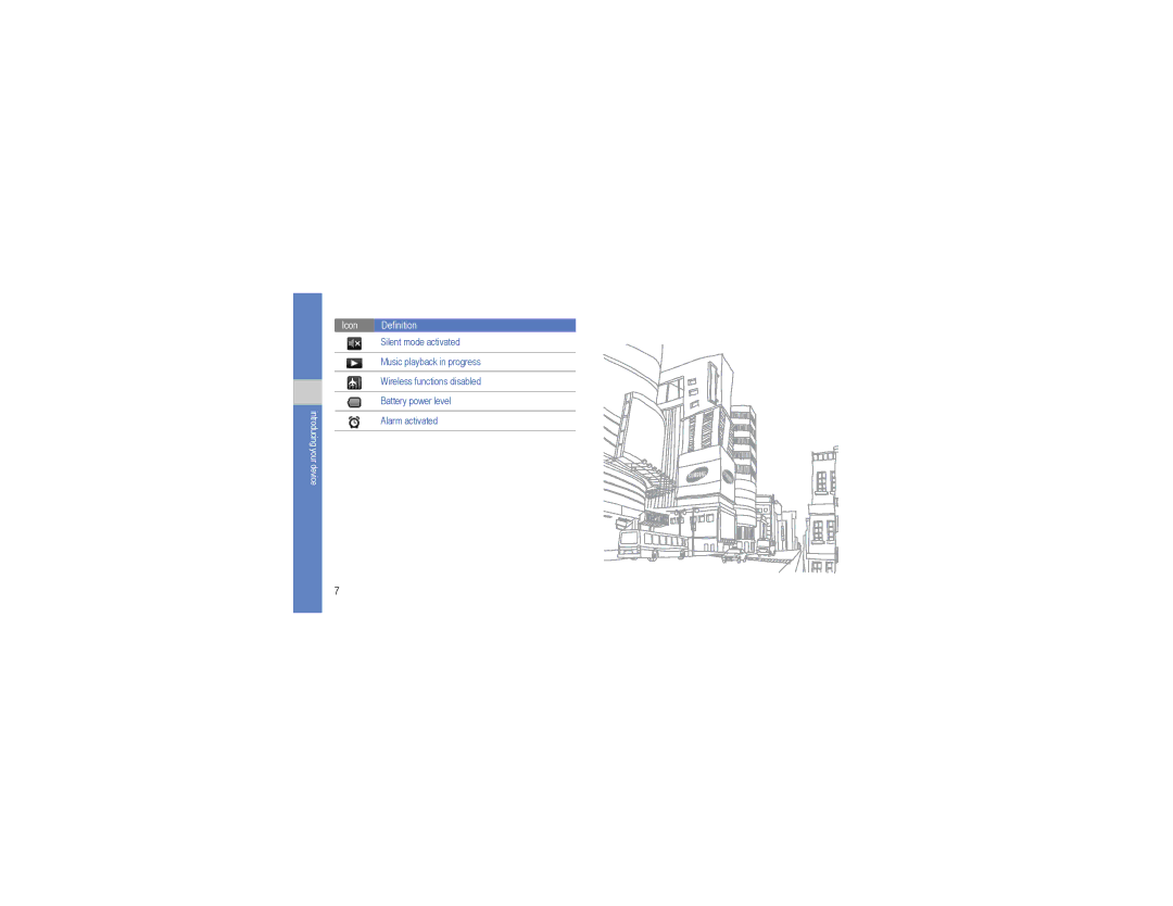 Samsung GT-I7500L user manual Introducing your device Icon Definition 