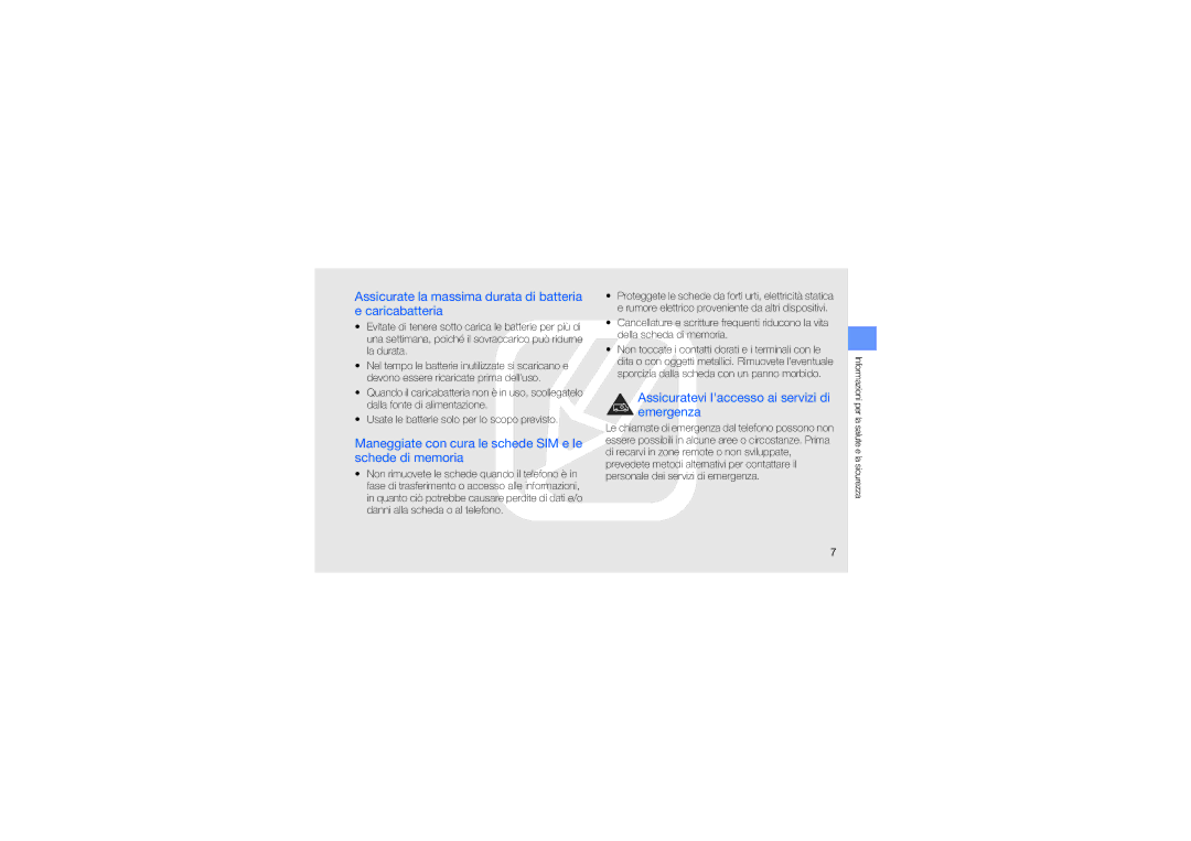 Samsung GT-I7500OKAWIN, GT-I7500OKATIM, GT-I7500OKAOMN manual Assicurate la massima durata di batteria e caricabatteria 