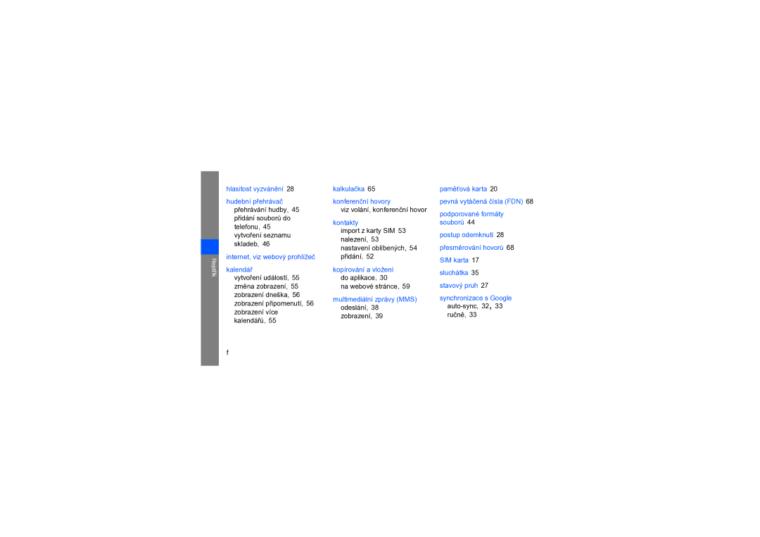 Samsung GT-I7500OKAXCS manual Viz volání, konferenční hovor, Na webové stránce 