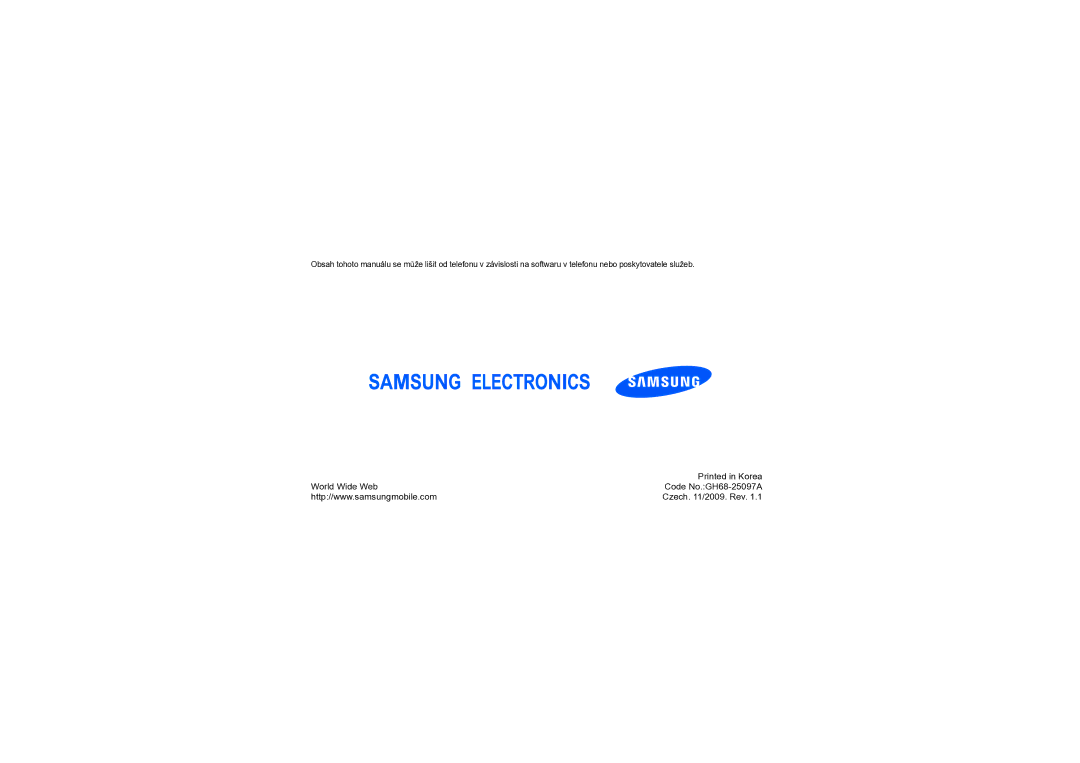 Samsung GT-I7500OKAXCS manual World Wide Web Code No.GH68-25097A 