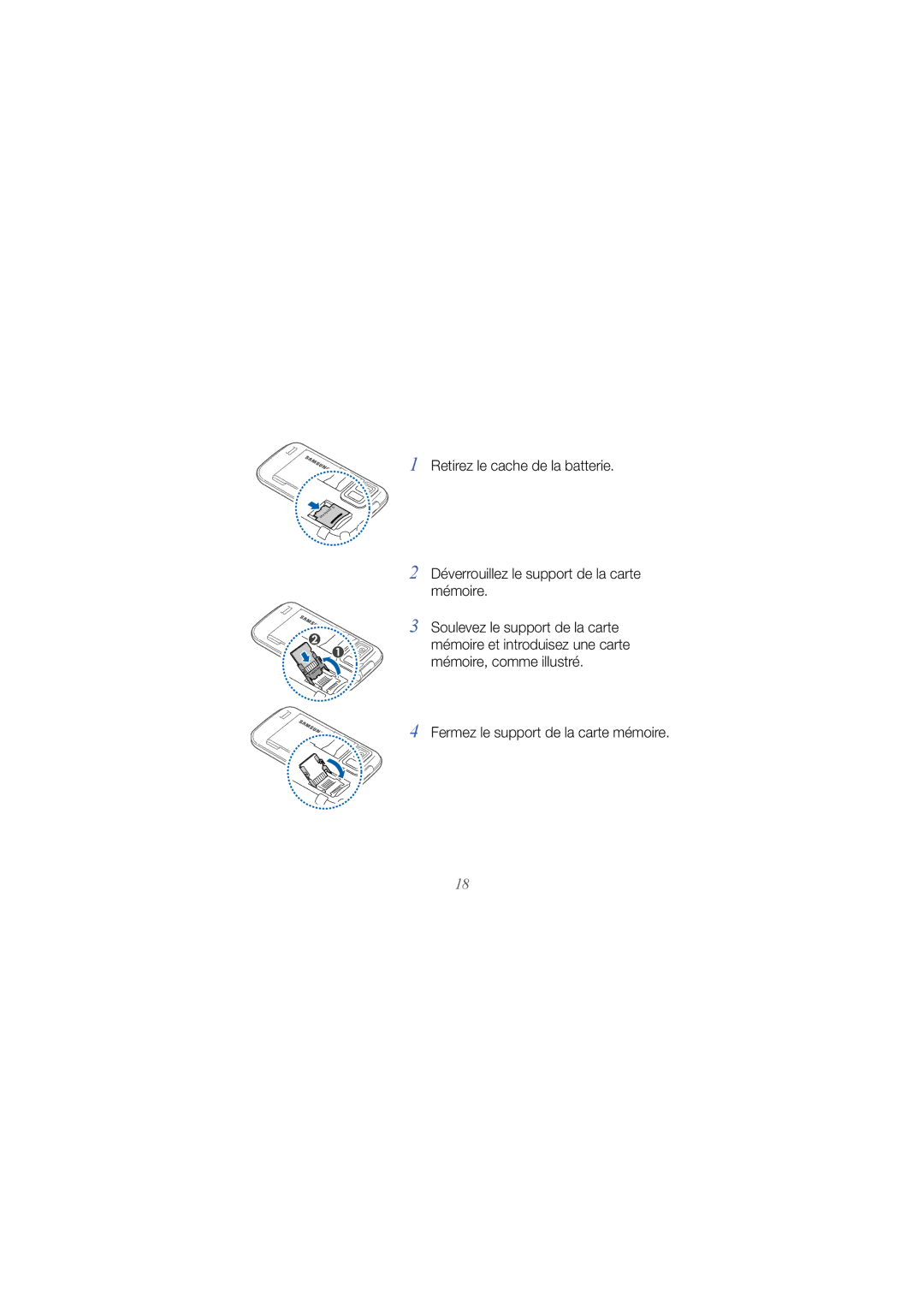 Samsung GT-I8000ISEFTM, GT-I8000ISAXEF, GT-I8000ISESFR, GT-I8000EKEXEF, GT-I8000KKESFR Fermez le support de la carte mémoire 