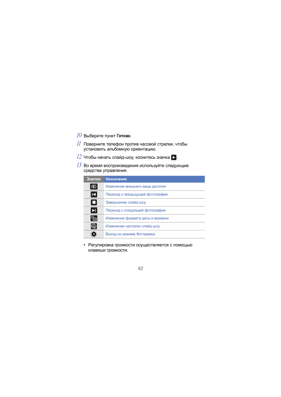 Samsung GT-I8000XNASER, GT-I8000KKASEB, GT-I8000RWASER, GT-I8000EEASER, GT-I8000RRASER, GT-I8000KKASER manual Значок Назначение 