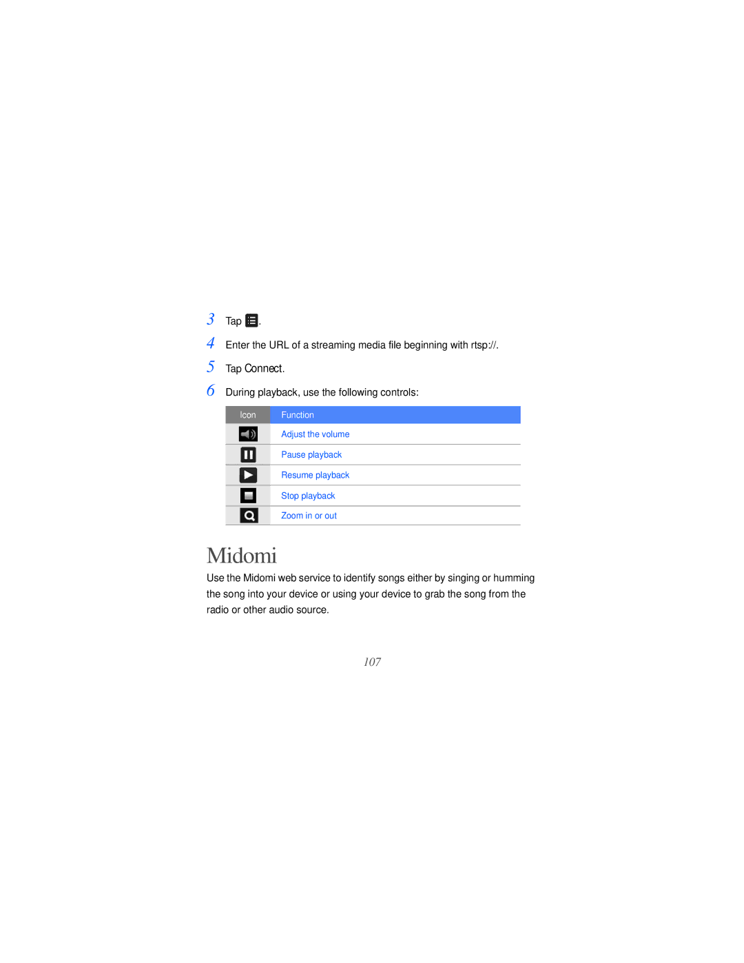 Samsung GT-i8000L user manual Midomi, Tap Connect 