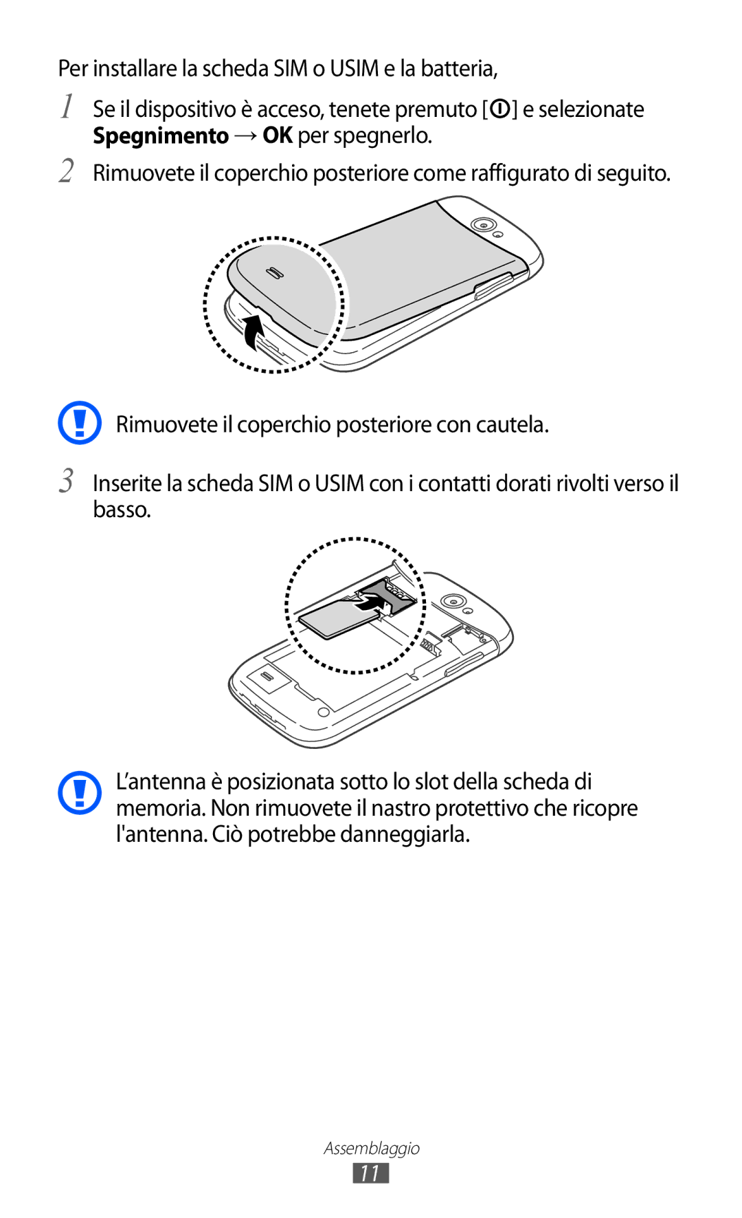 Samsung GT-I8150FKAITV, GT-I8150EWAITV manual Assemblaggio 