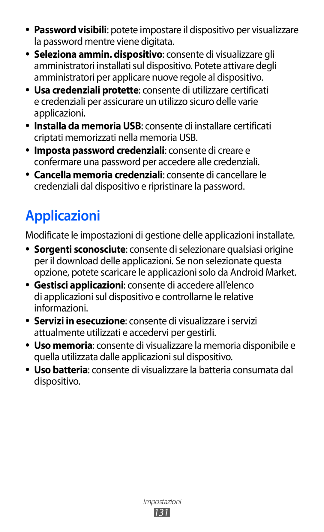 Samsung GT-I8150FKAITV, GT-I8150EWAITV manual Applicazioni, 131 