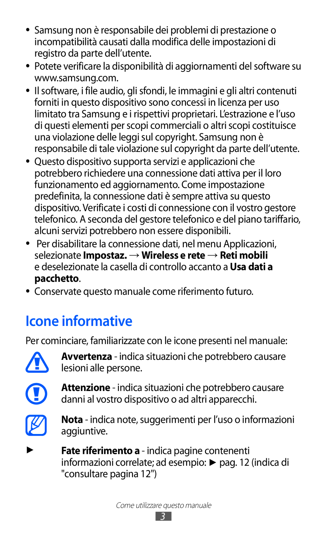Samsung GT-I8150FKAITV, GT-I8150EWAITV manual Icone informative 