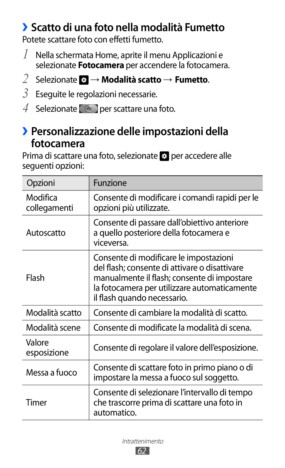 Samsung GT-I8150EWAITV manual ››Scatto di una foto nella modalità Fumetto, Selezionate → Modalità scatto → Fumetto 