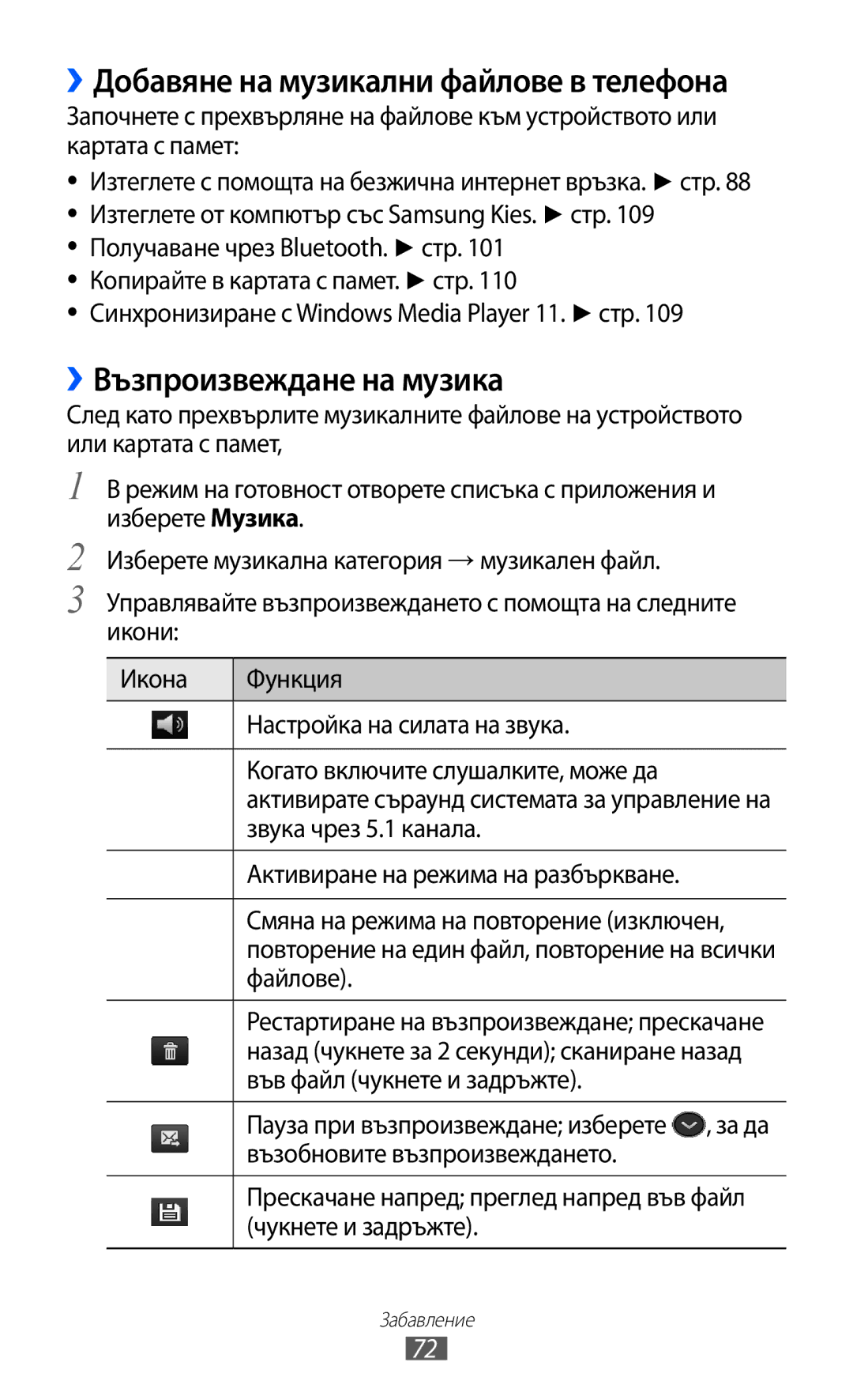 Samsung GT-I8150FKABGL, GT-I8150EWABGL ››Възпроизвеждане на музика, Синхронизиране с Windows Media Player 11. стр, Файлове 