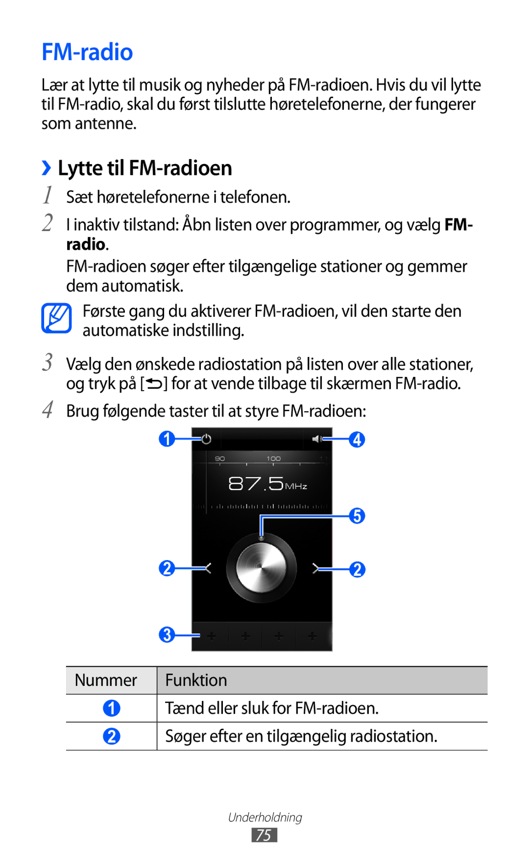 Samsung GT-I8150MAANEE, GT-I8150FKANEE, GT-I8150EWANEE manual ››Lytte til FM-radioen 