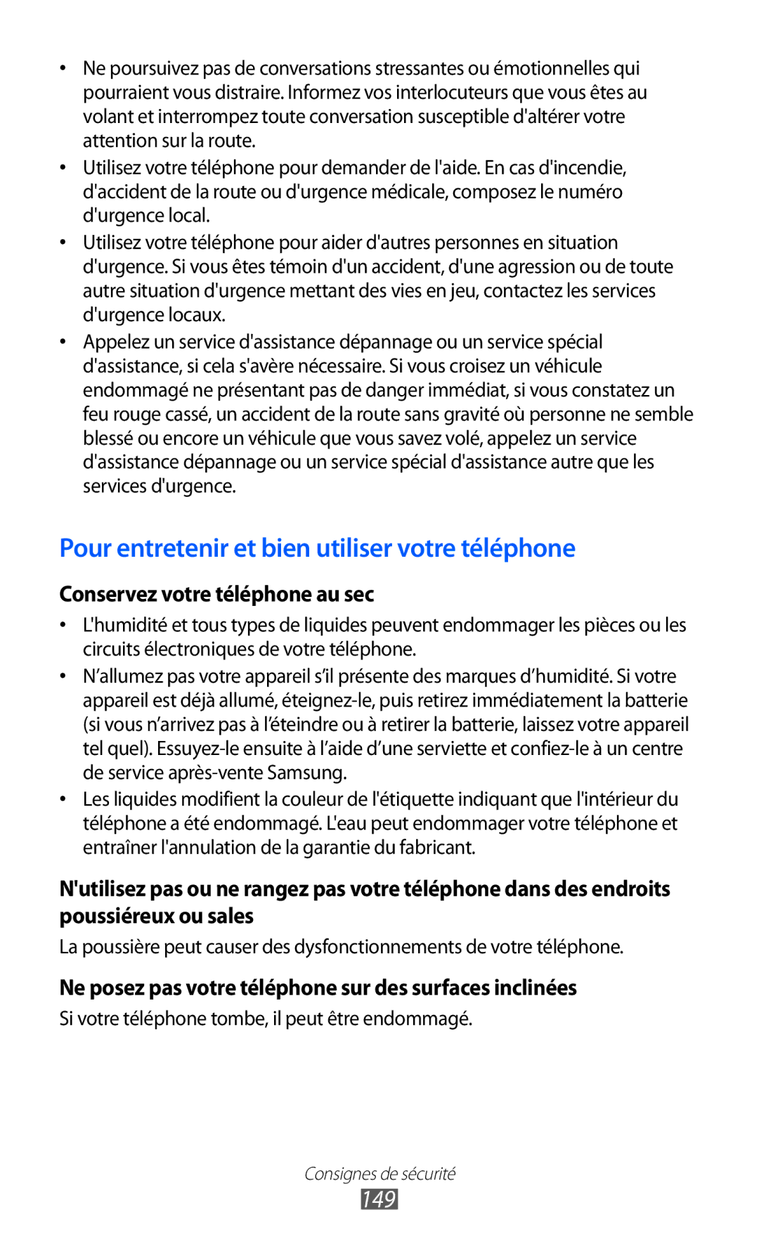 Samsung GT-I8150MAABOG, GT-I8150MAASFR, GT-I8150MAAXEF, GT-I8150FKAXEF Pour entretenir et bien utiliser votre téléphone, 149 