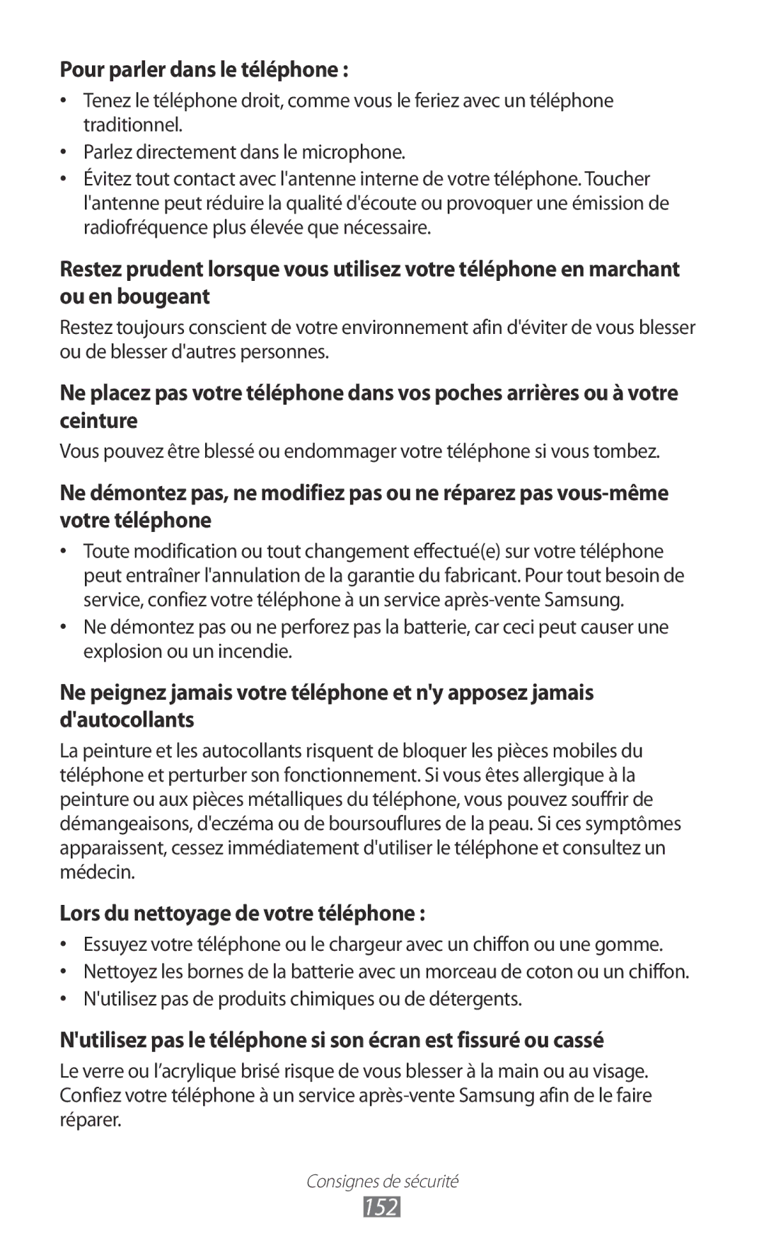 Samsung GT-I8150MAASFR, GT-I8150MAABOG, GT-I8150MAAXEF, GT-I8150FKAXEF manual 152, Pour parler dans le téléphone 