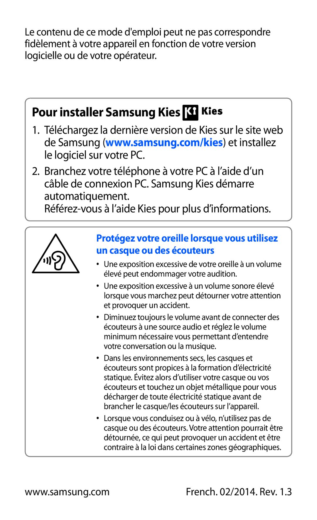 Samsung GT-I8150FKAXEF, GT-I8150MAASFR, GT-I8150MAABOG, GT-I8150MAAXEF manual Pour installer Samsung Kies 