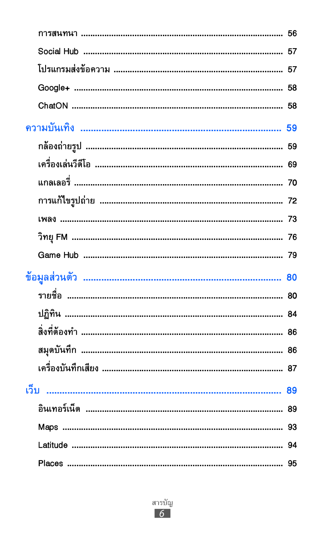 Samsung GT-I8160L manual สารบัญ 