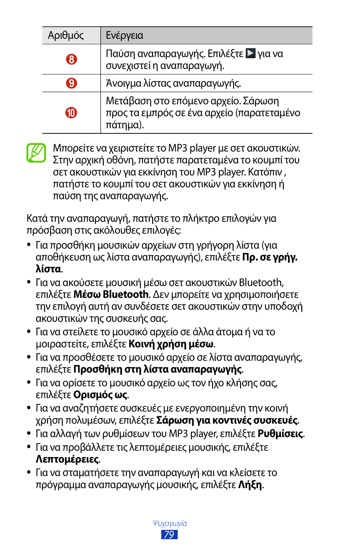 Samsung GT-I8160OKACOS, GT-I8160OKAEUR, GT-I8160ZWAEUR, GT-I8160ZWACOS manual Μετάβαση στο επόμενο αρχείο. Σάρωση, Πάτημα 