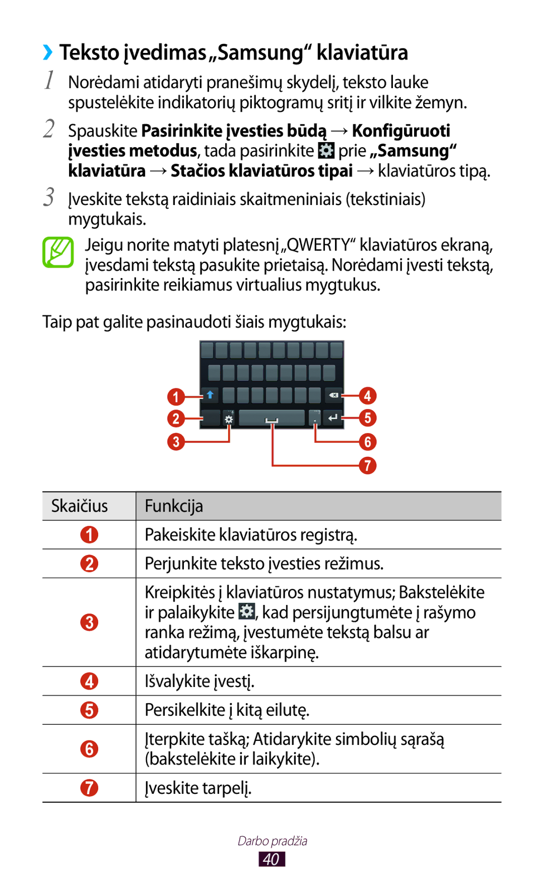 Samsung GT-I8160ZWASEB, GT-I8160OKASEB, GT-I8160ZWZSEB manual ››Teksto įvedimas„Samsung klaviatūra 