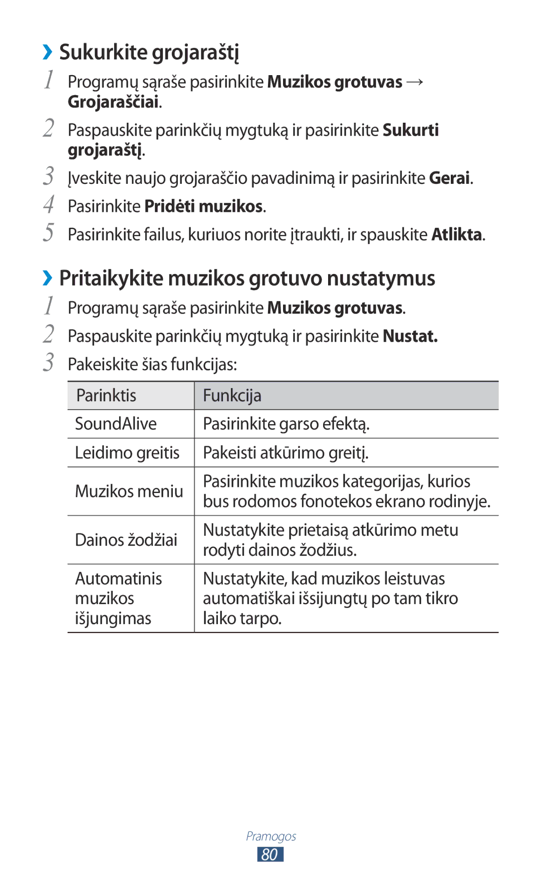 Samsung GT-I8160ZWZSEB ››Sukurkite grojaraštį, ››Pritaikykite muzikos grotuvo nustatymus, Pasirinkite Pridėti muzikos 