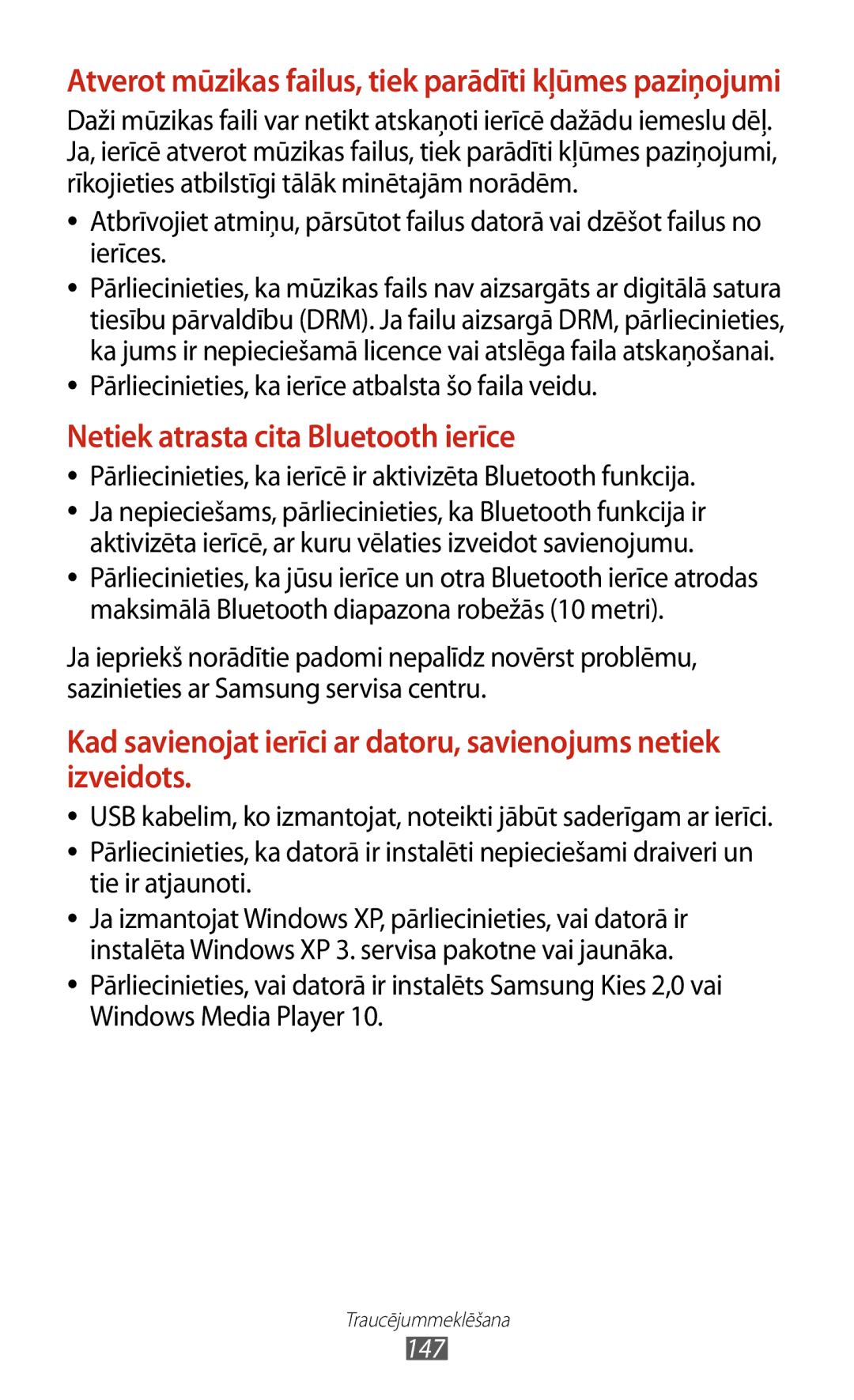 Samsung GT-I8160OKASEB, GT-I8160ZWASEB, GT-I8160ZWZSEB manual Pārliecinieties, ka ierīce atbalsta šo faila veidu 