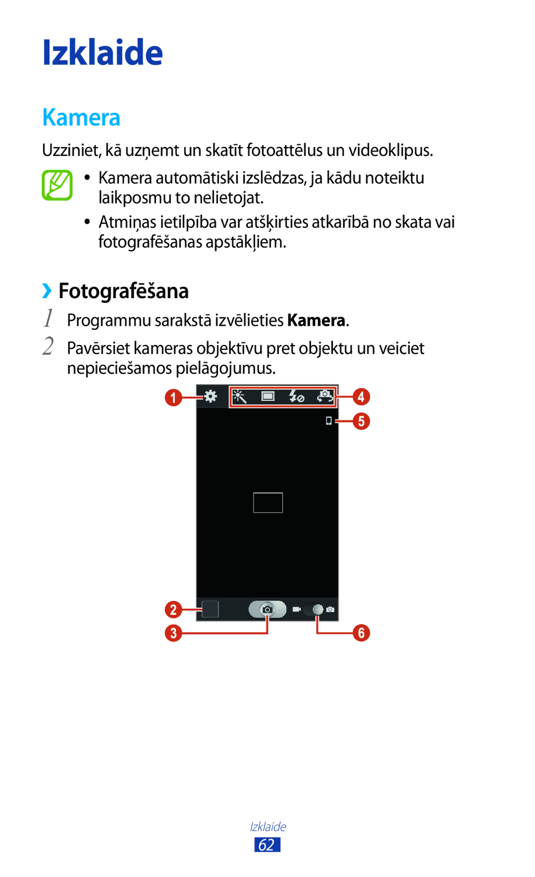 Samsung GT-I8160ZWZSEB, GT-I8160OKASEB, GT-I8160ZWASEB manual Kamera, ››Fotografēšana 