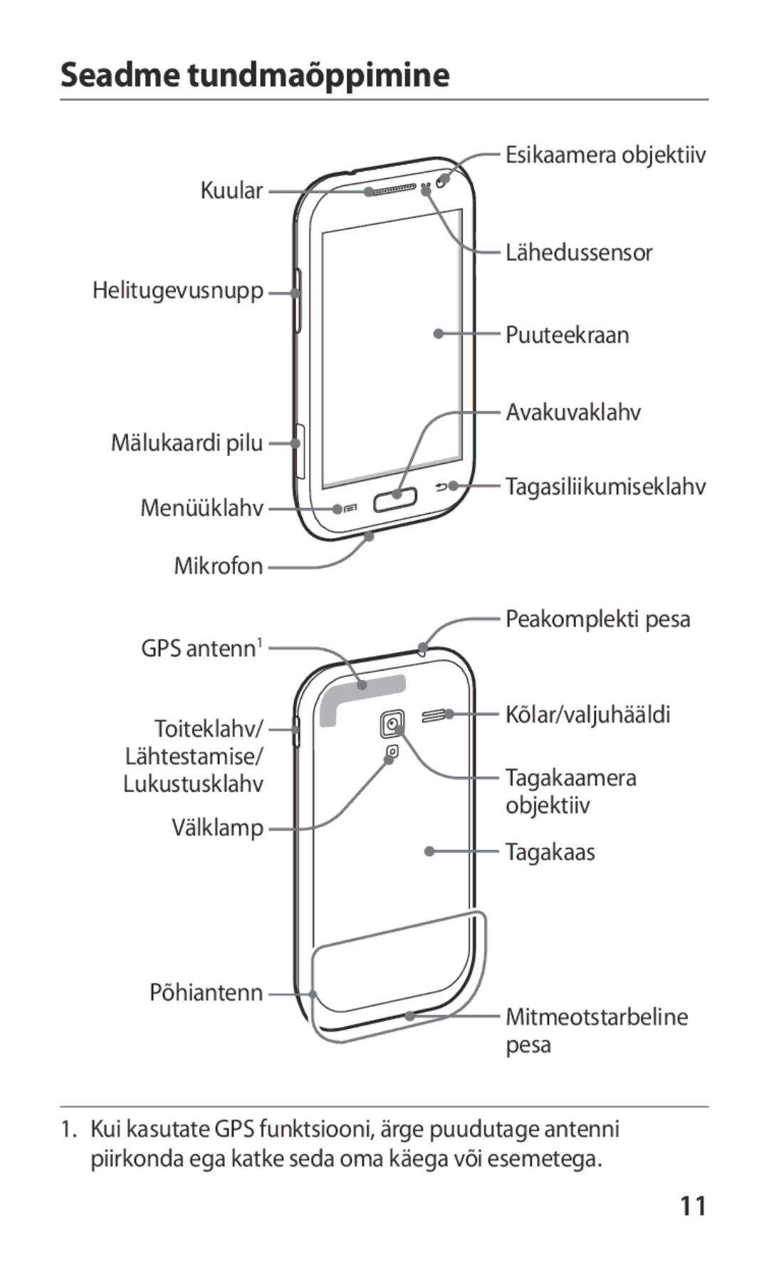 Samsung GT-I8160ZWZSEB, GT-I8160OKASEB, GT-I8160ZWASEB manual Seadme tundmaõppimine, Mitmeotstarbeline pesa 