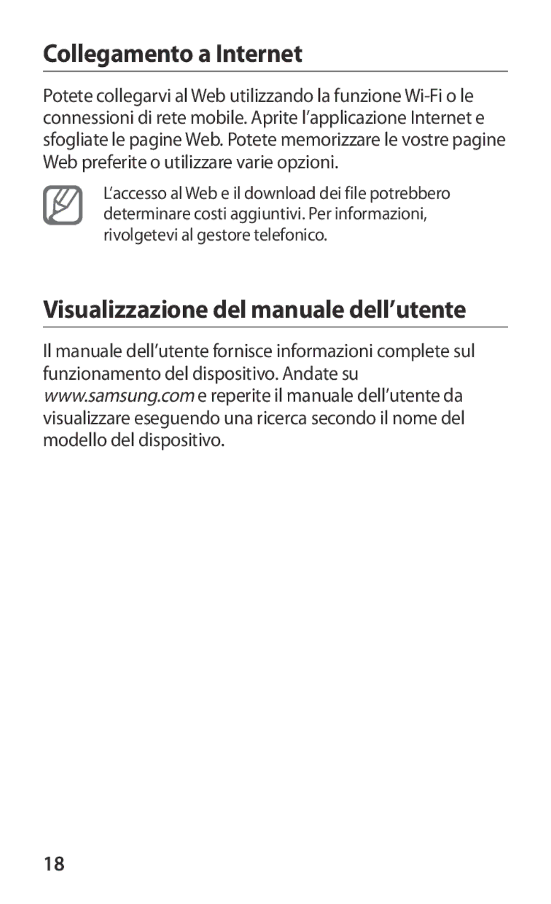 Samsung GT-I8160OKAITV, GT-I8160OKATUR, GT-I8160ZWAITV Collegamento a Internet, Visualizzazione del manuale dell’utente 