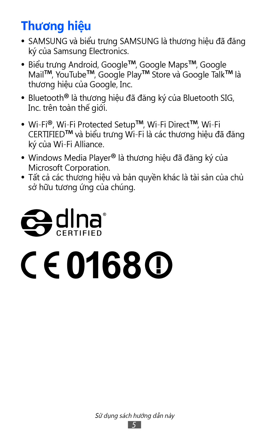 Samsung GT-I8160OKAXXV, GT-I8160OKAXEV, GT-I8160ZWAXXV, GT-I8160ZWAXEV manual Thương hiệu 