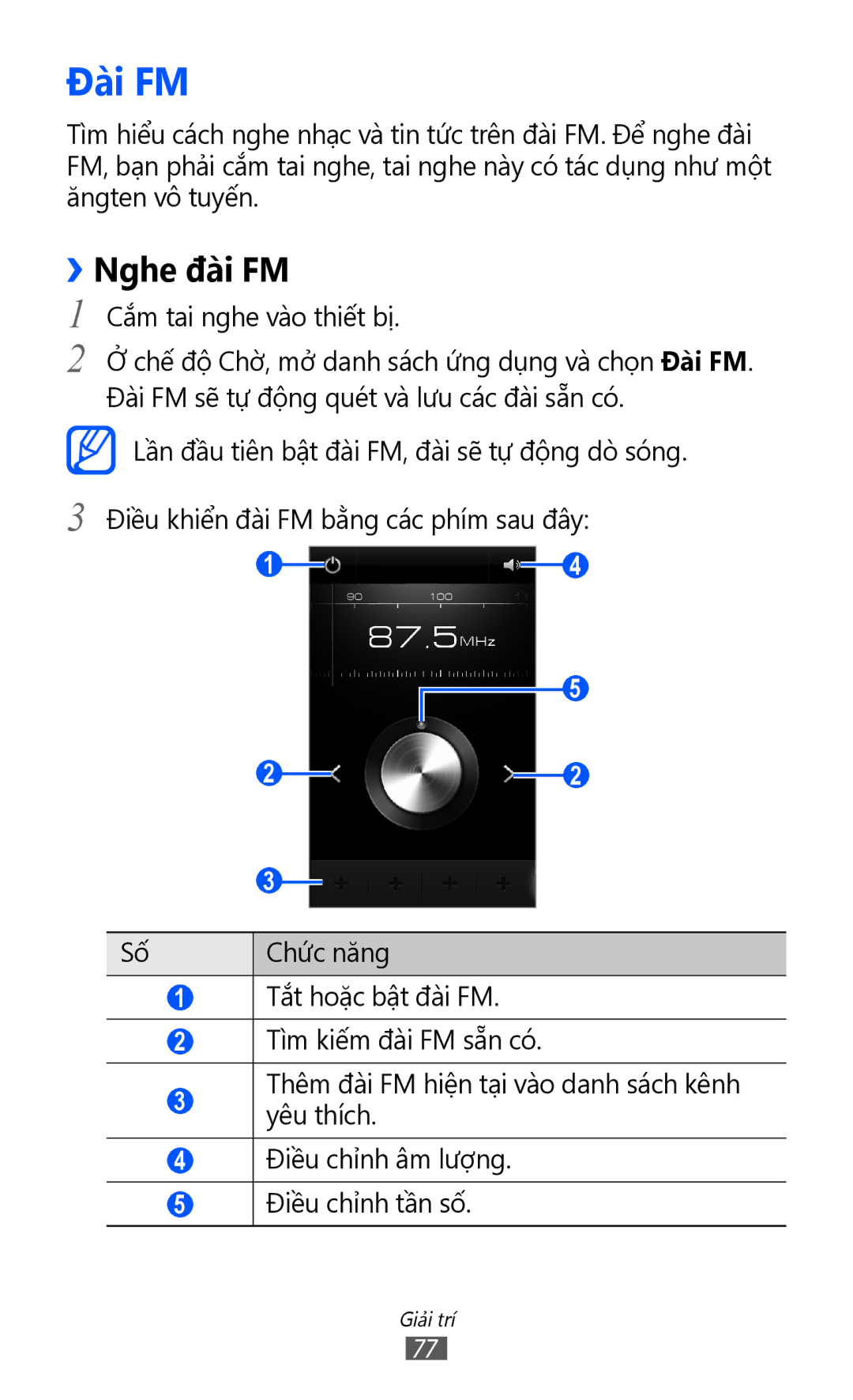 Samsung GT-I8160OKAXXV, GT-I8160OKAXEV, GT-I8160ZWAXXV, GT-I8160ZWAXEV manual Đài FM, ››Nghe đài FM 