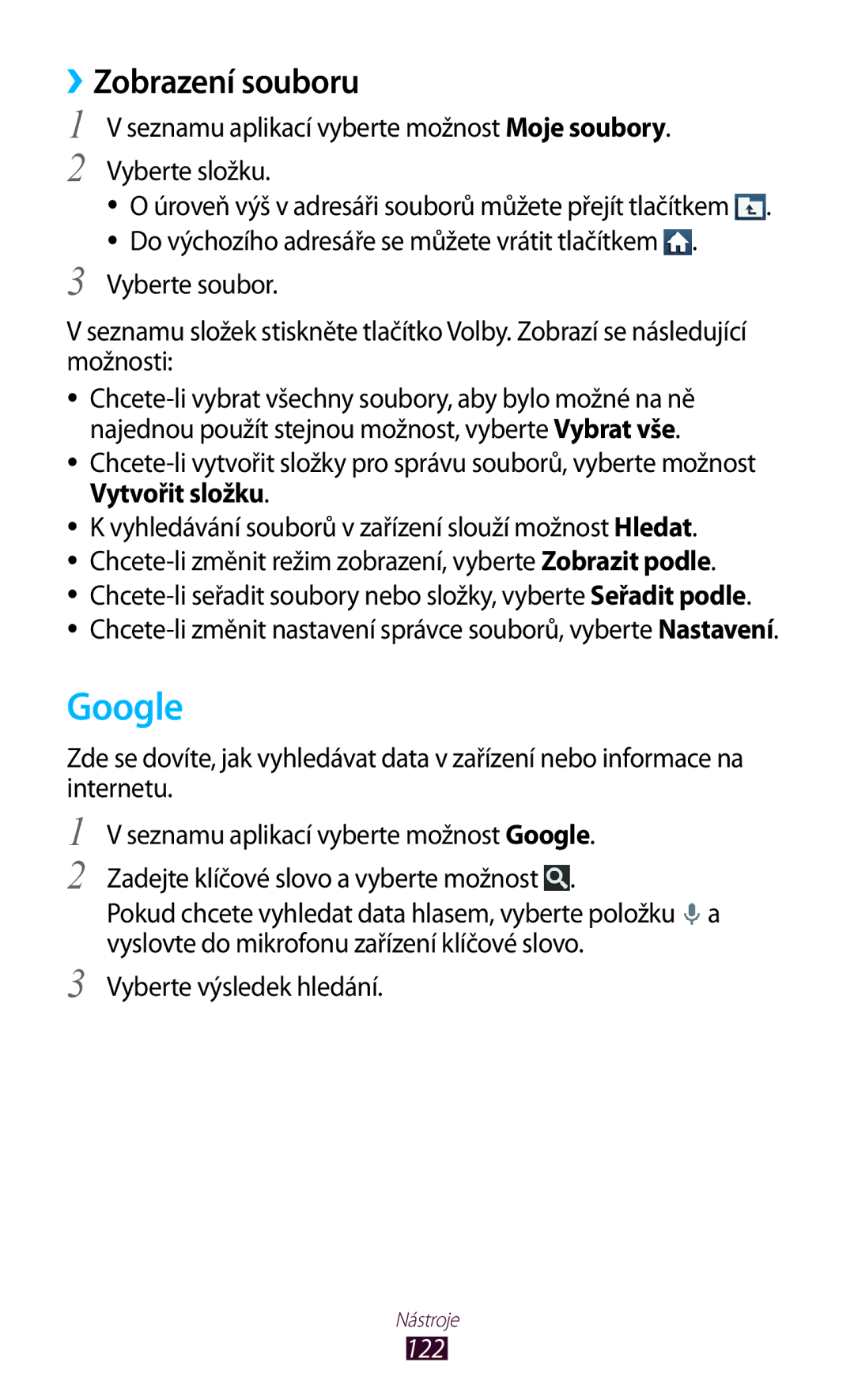 Samsung GT-I8160OKPXEZ, GT-I8160OKPO2C, GT2I8160ZWPXEZ, GT2I8160ZWPO2C, GT2I8160OKPO2C manual Google, ››Zobrazení souboru, 122 