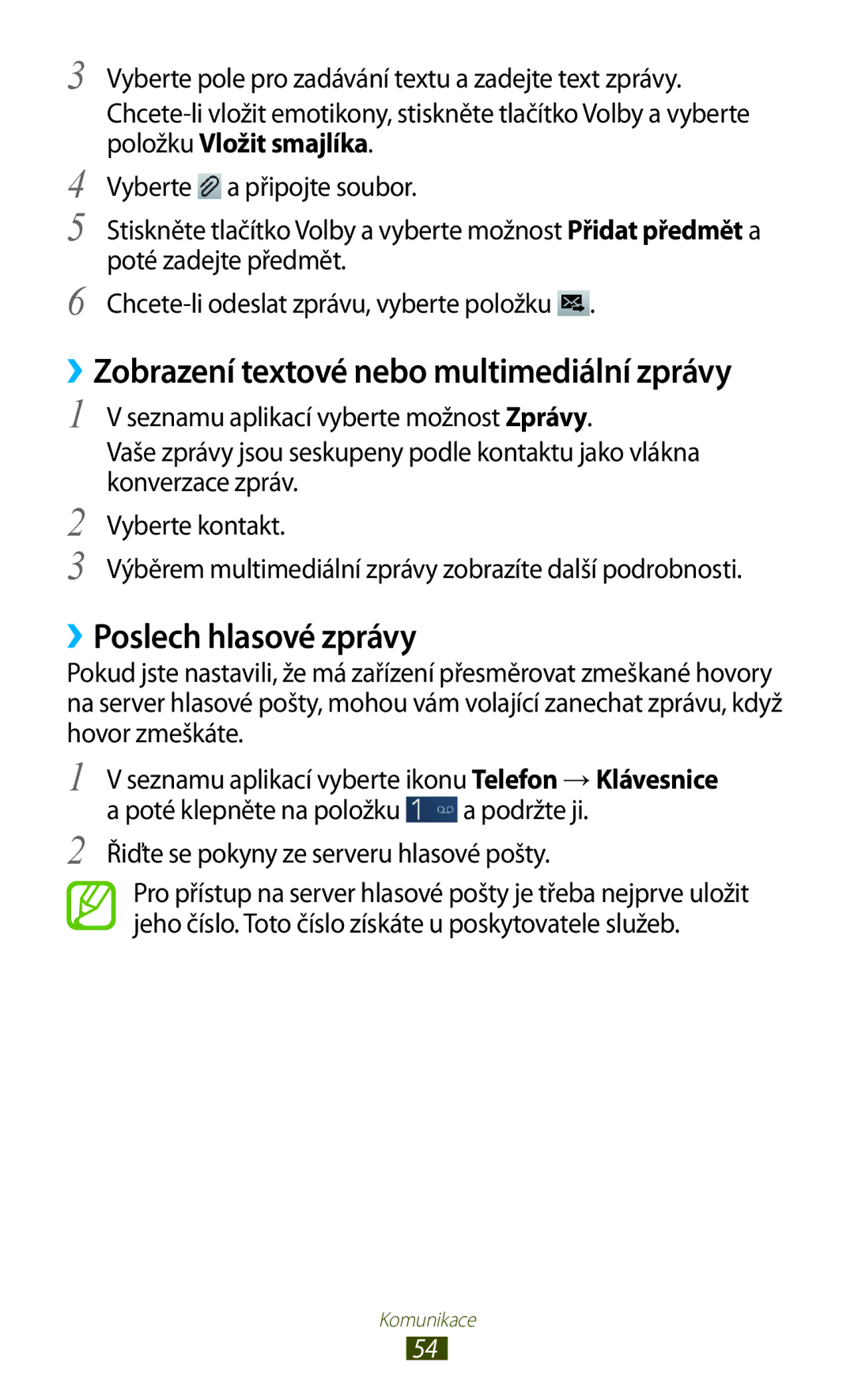 Samsung GT-I8160ZWPO2C, GT-I8160OKPO2C manual ››Zobrazení textové nebo multimediální zprávy, ››Poslech hlasové zprávy 