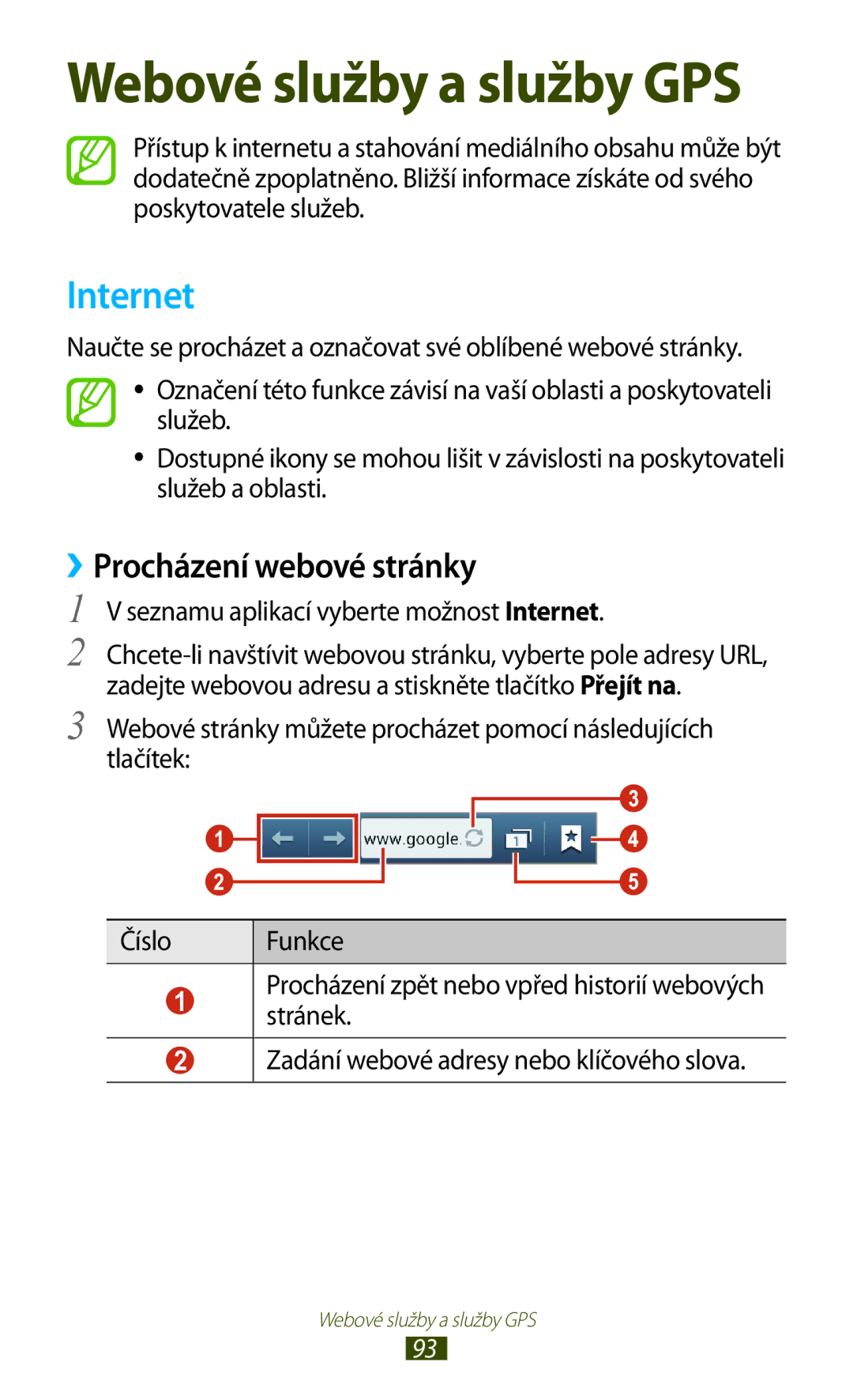 Samsung GT2I8160ZWPO2C, GT-I8160OKPO2C manual ››Procházení webové stránky, Seznamu aplikací vyberte možnost Internet 