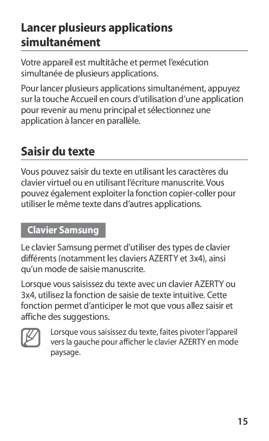 Samsung GT-I8160OKPXEF, GT-I8160ZWPXEF, GT-I8160OKPNRJ manual Saisir du texte, Clavier Samsung 