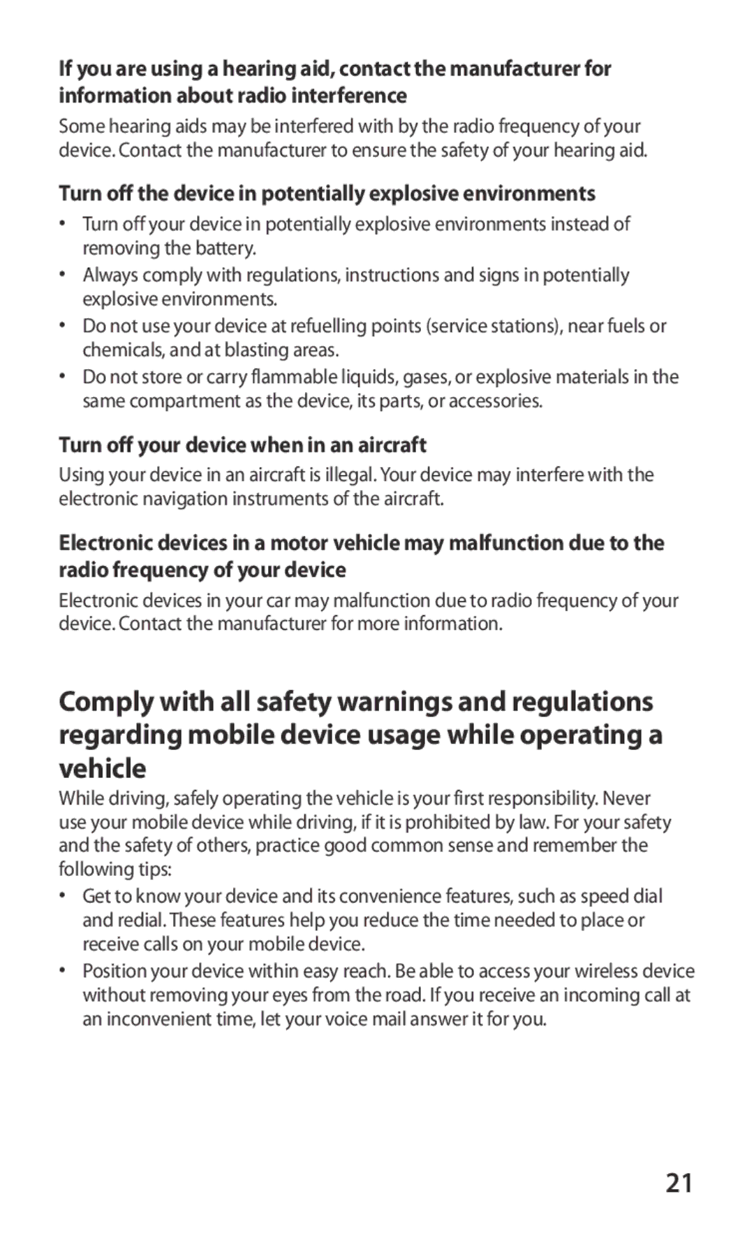 Samsung GT-I8160OKAVIT Turn off the device in potentially explosive environments, Turn off your device when in an aircraft 