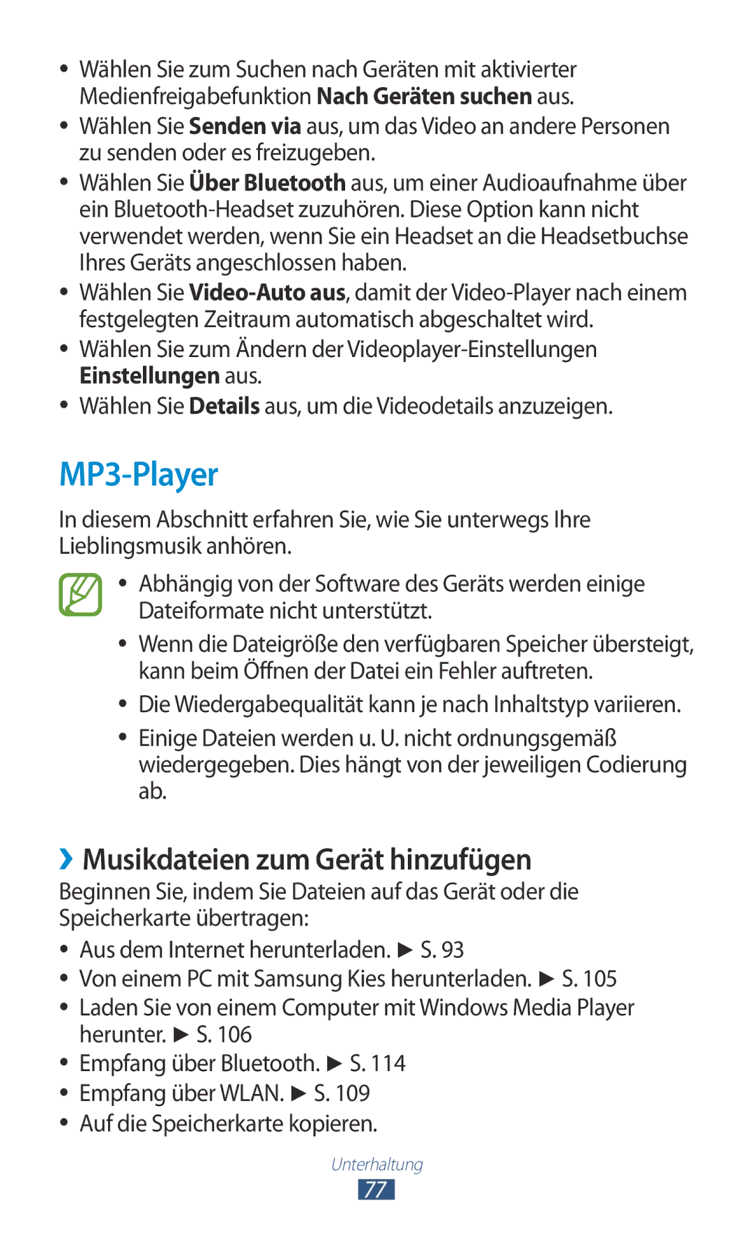 Samsung GT-I8160OKAATO manual MP3-Player, ››Musikdateien zum Gerät hinzufügen, Herunter. S, Auf die Speicherkarte kopieren 